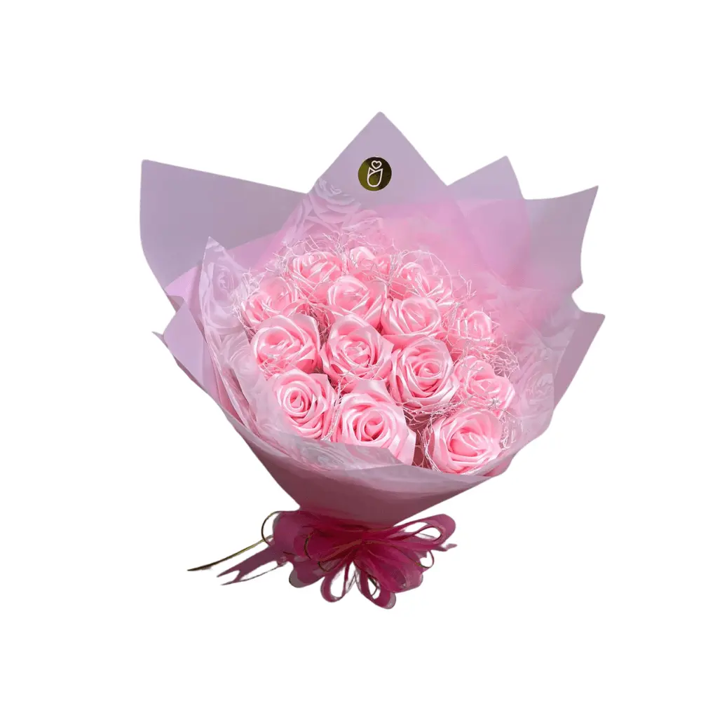 Ramo de 12 rosas eternas rosado